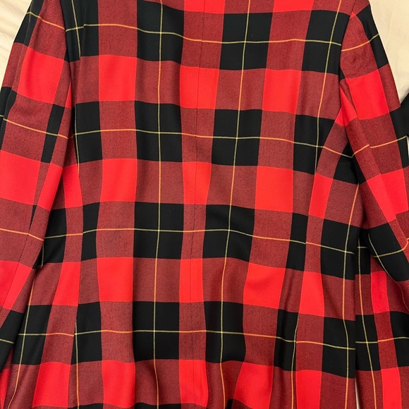 Sasson Red and Black Pattern Blazer with Shoulder pads and Black Skirt - Picture 4 of 7